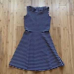 Talbots navy and white fit and flare dress